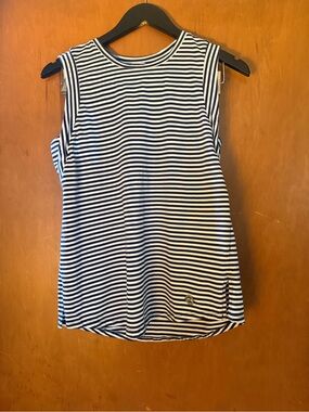Michael Kors Striped Sleeveless Knit Top - Navy & White